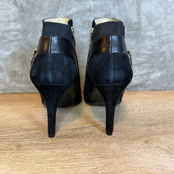 Marc Fisher Shimmee Black Suede Leather Peep Toe High Heels Women's Size 9 - Picture 5 of 10